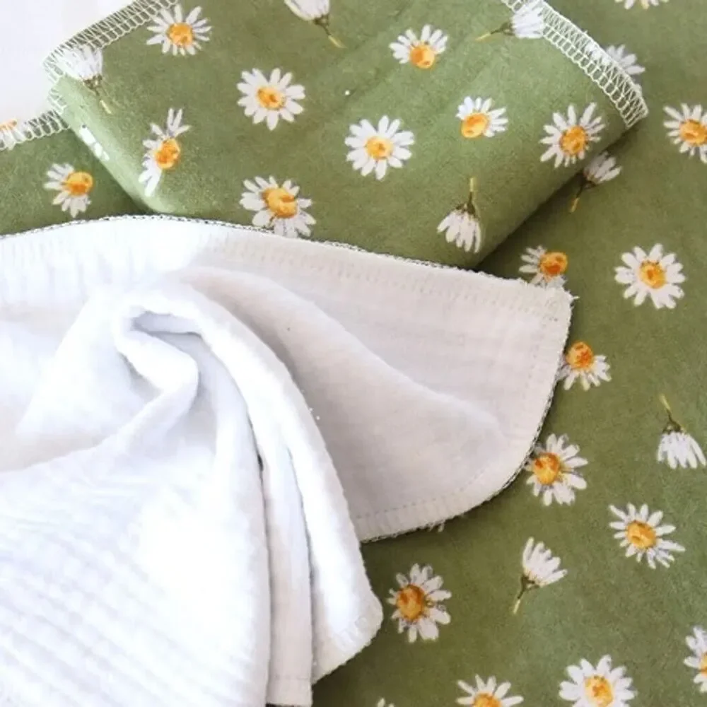 set 4 flannel gauze Daisy cloth napkin wash baby paperless towel reusable flower